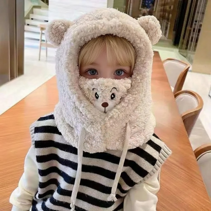 WarmieBear™ - 3-in-1 Plush Winter Hood – Ultra-Soft Hat, Scarf & Face Cover for Warm, Cozy Winter Days